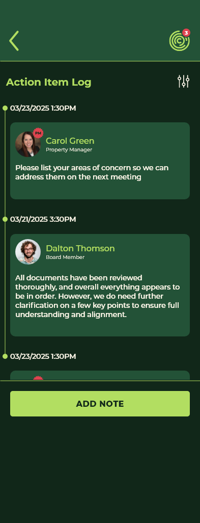 Action Item Log