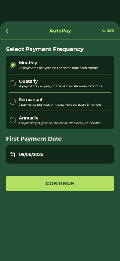 Autopay – Date Selected