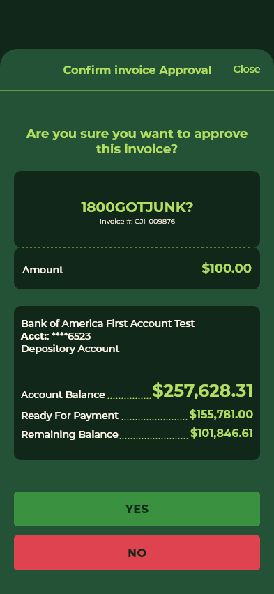 Invoice Confirm Approval